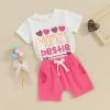 Baby Girl Shorts Set I Get My Attitude from All Women Funny Letter Print Tops+Solid Shorts 2Pcs Toddler Summer Outfit (Mama's Bestie Rose, 6-12 Months) view 2