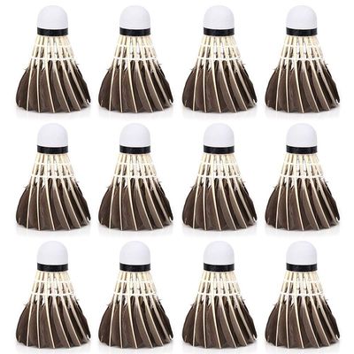 Natudeco 12Pcs Feather Badminton Feathered Birdies Practice Shuttlecocks Balls Training Birdie Ball Badminton Training Tools for Indoor Outdoor