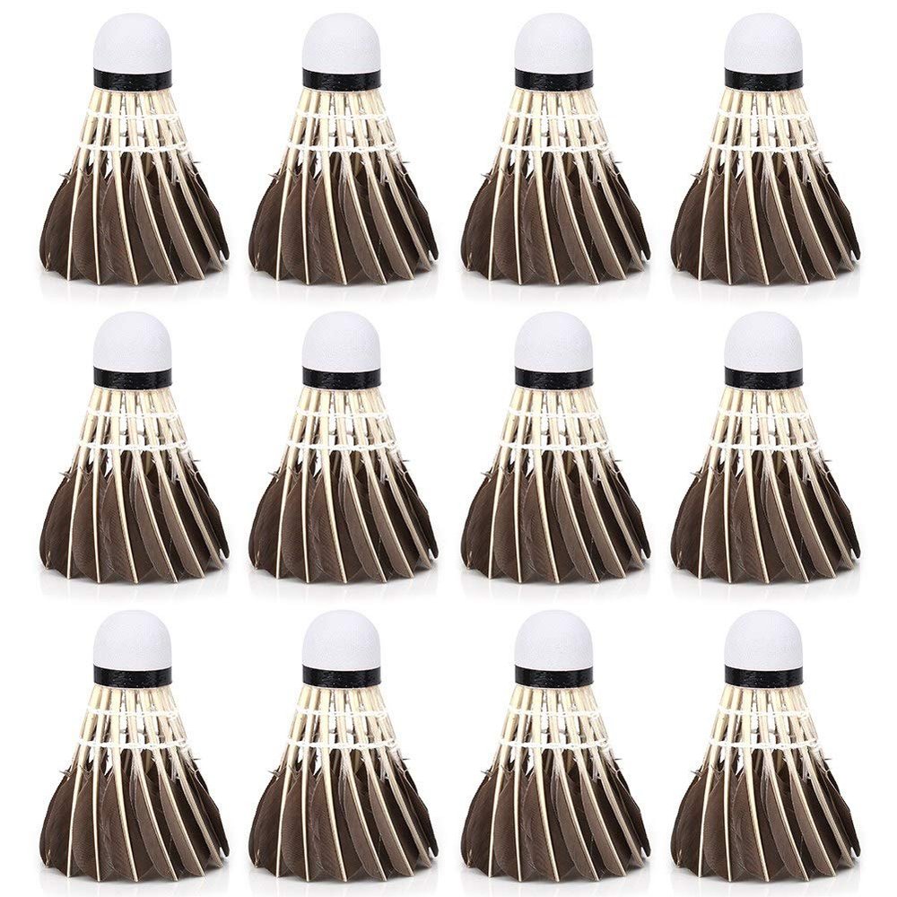 Natudeco 12Pcs Feather Badminton Feathered Birdies Practice Shuttlecocks Balls Training Birdie Ball Badminton Training Tools for Indoor Outdoor