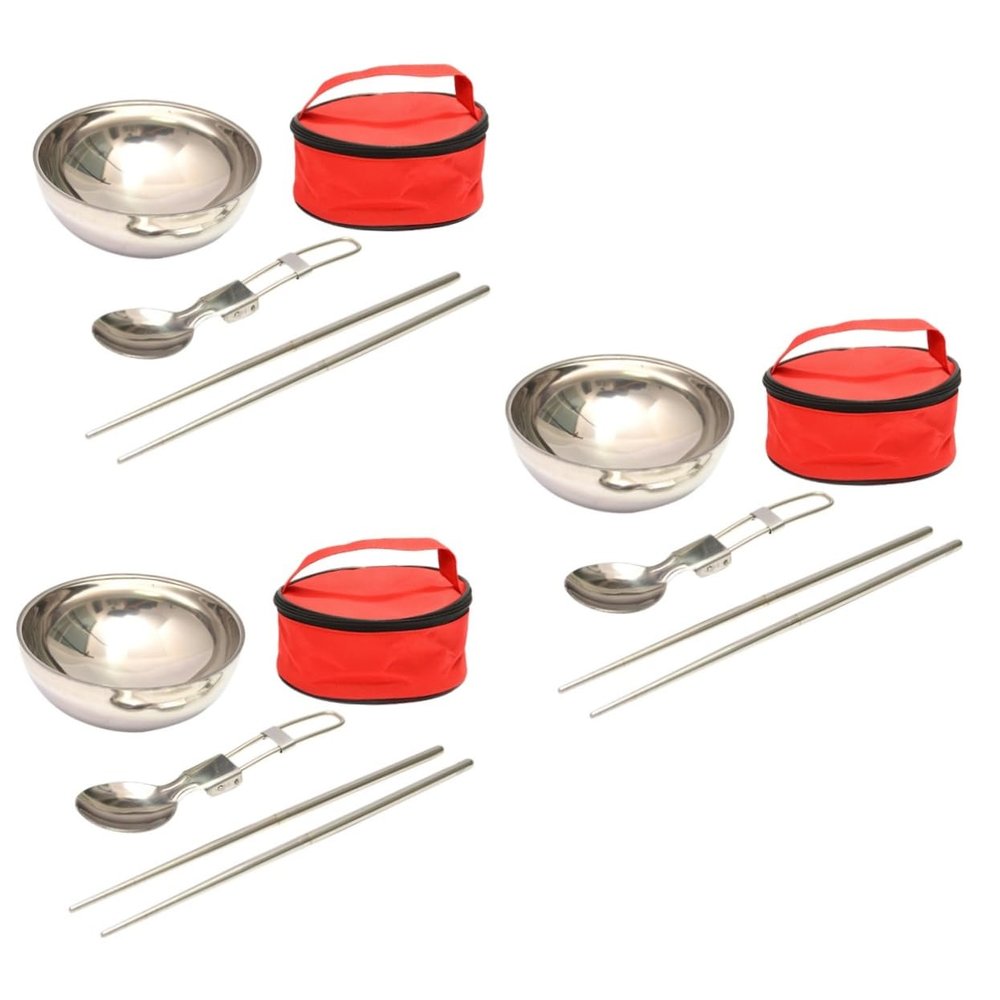 balacoo 3sets Camping Tableware Portable Picnic Bowl Utensils Folding Spoon Chopsticks Insulated Travel Outdoor Use Easy to Clean