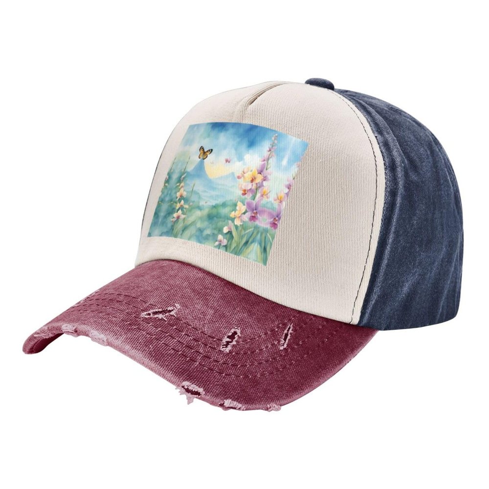 Orchid Flower Butterfly Soft Fresh Spring Fashion Retro Baseball Caps,Casual Baseball Caps,Cowboy Hats,Embrace Fashion and Function