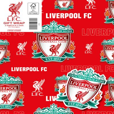 Liverpool FC Wrapping Paper 2 Sheets 2 Tags, Liverpool Football Gift Wrap