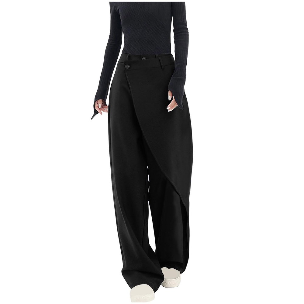 HGps8w Asymmetrical Dress Pants for Women High Waisted Chic Irregular Tailored Design Business Casual Long Work Trousers