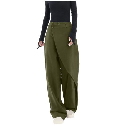HGps8w Asymmetrical Dress Pants for Women High Waisted Chic Irregular Tailored Design Business Casual Long Work Trousers