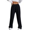 NineFit Basics Sweatpants Women High Waisted Wide Leg Pants Baggy Casual Cargo Sweatpants Athletic Trouser Workout Jogger with Pockets, Large, A02_black view 1