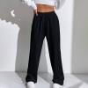 NineFit Basics Sweatpants Women High Waisted Wide Leg Pants Baggy Casual Cargo Sweatpants Athletic Trouser Workout Jogger with Pockets, Large, A02_black view 2