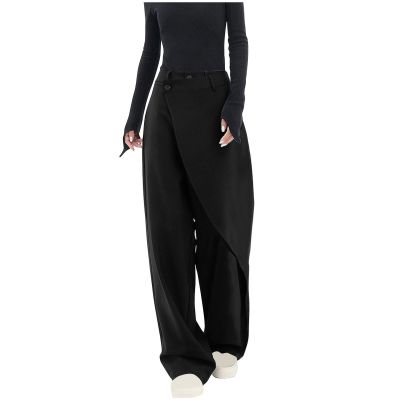 HGps8w Asymmetrical Dress Pants for Women High Waisted Chic Irregular Tailored Design Business Casual Long Work Trousers
