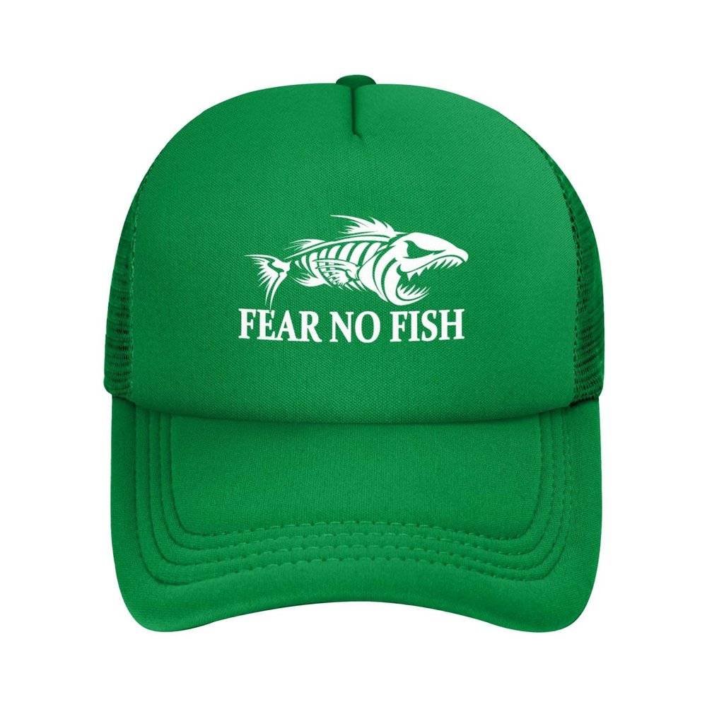 Fear No Fish Hat Adjustable Funny Mesh Baseball Cap Summer Trucker Hat Men Women Green
