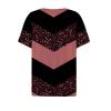 Plus Size Tops Womens New Years Eve Tops Cropped Summer Outfits for Women 2023 Button Short Sleeve Tops Casual V Neck T Shirt Tee Fashion Retro Geometric Plaid Print Basic Pink view 3