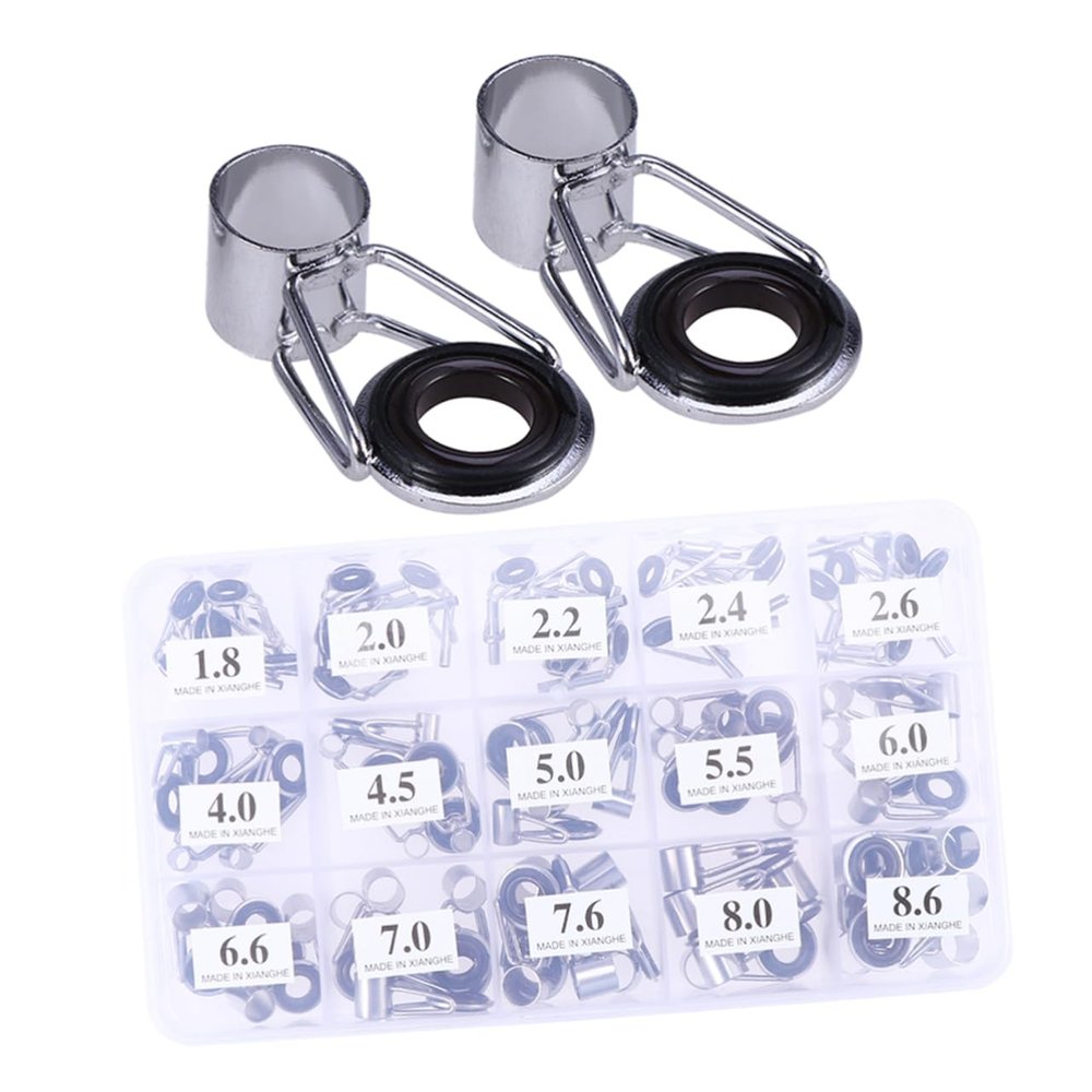 balacoo 75pcs Fishing Rod Guide Tip Rings Repair Kit Durable Frame Wear-Resistant Ring Different for Fishing Enthusiasts