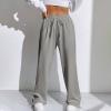Sweatpants Women High Waisted Wide Leg Pants Baggy Casual Cargo Sweatpants Athletic Trouser Workout Jogger with Pockets view 2