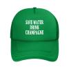 NineFit Basics Save Water Drink Champagne Hat Adjustable Funny Mesh Baseball Cap Summer Trucker Hat Men Women, Green view 1