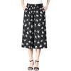 Women's High Elastic Waist Pleated Chiffon Wide Leg Culottes,High Elastic Waist Culottes for Women with Pockets (E,One Size)