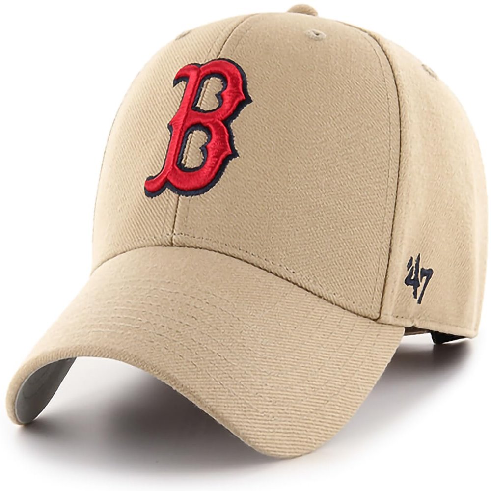 47 MLB Khaki Team Color Primary Logo MVP Adjustable Hat, Adult One Size Fits All (US, Alpha, One Size, Boston Red Sox)