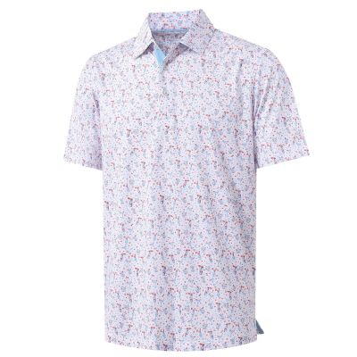 M MAELREG Polo Shirts for Men Quick Dry Fit Short Sleeve Performance Moisture Wicking Print Mens Golf Shirts