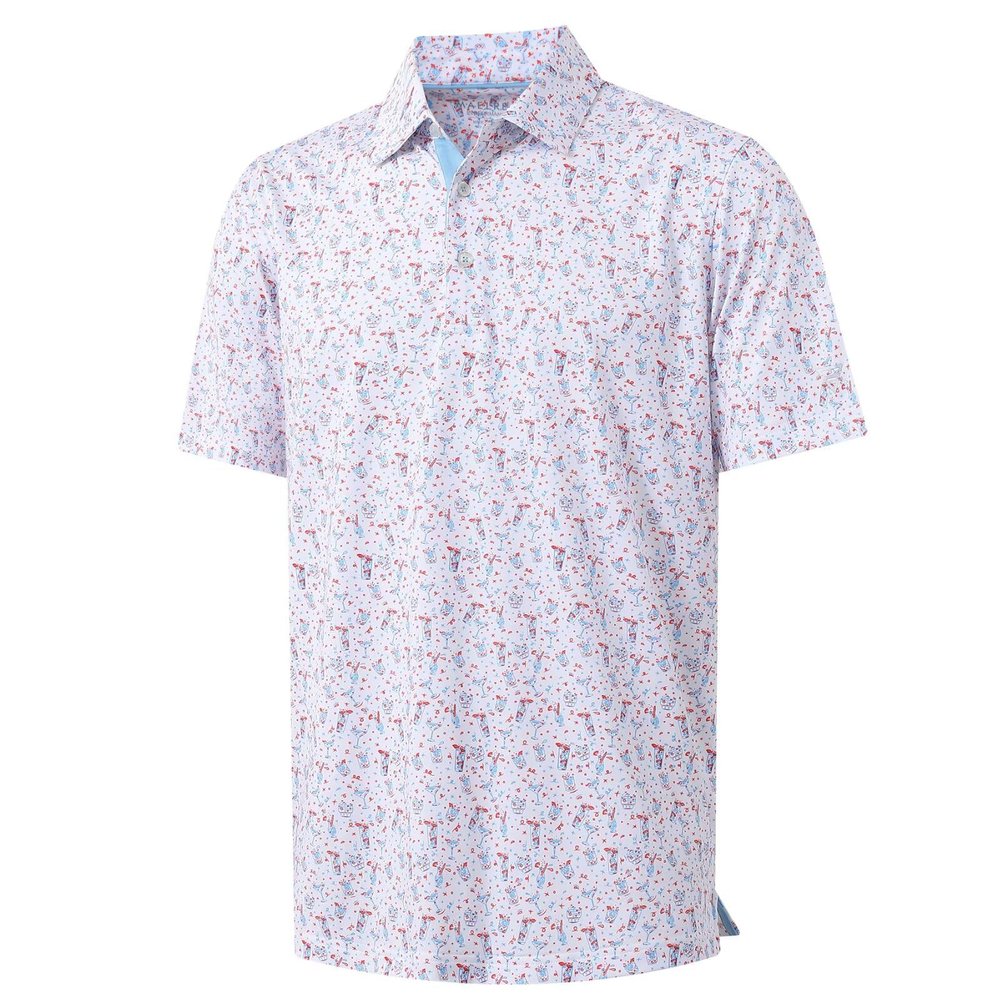 M MAELREG Polo Shirts for Men Quick Dry Fit Short Sleeve Performance Moisture Wicking Print Mens Golf Shirts