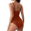 Generic Women's Vintage Padded Push Up One Piece Swimsuits Tummy Control Athletic Sporty Bathing Suits Ruched Slimming Swimwear Brown, Small view 3