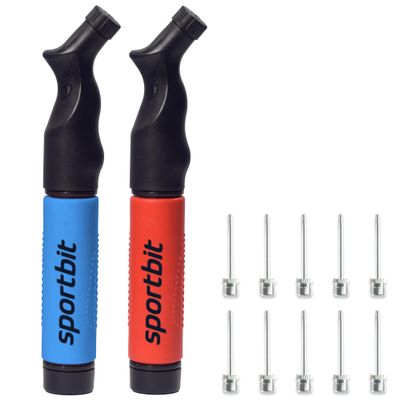 SPORTBIT Exercise Ball Pump  Hand Pump for Yoga Balls, Pilates & Stability Balls  Push & Pull Inflating System  Fitness Ball Air Pump with 5 Needles for Sports Balls