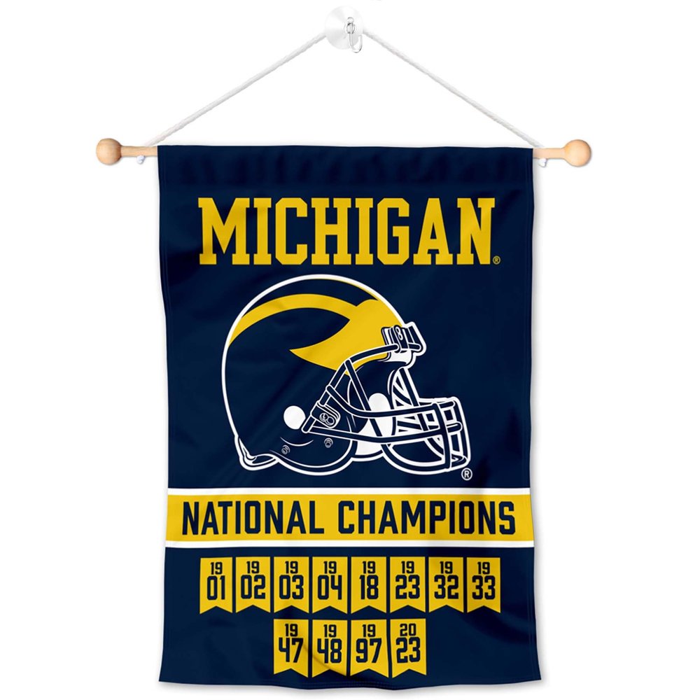 College Flags & Banners Co. Michigan Team University Wolverines 12 Time 2023 Football National Champions Banner for Windows Doors and Walls