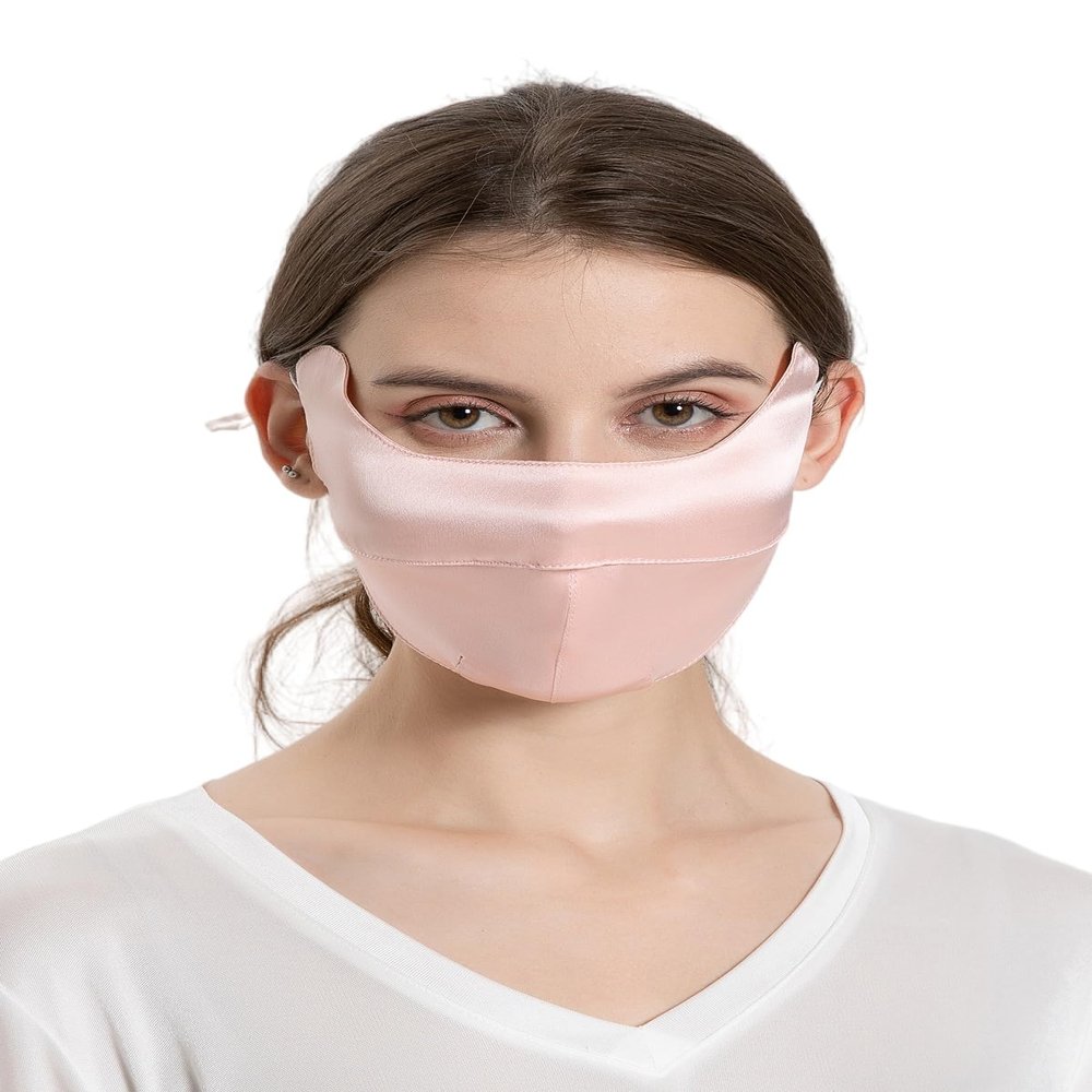 MOROUTLINE UPF 50+ Pure Silk Face Cover Breathable UV Protection Sunscreen Mask Reusable Sport Face Scarf Mask Pink