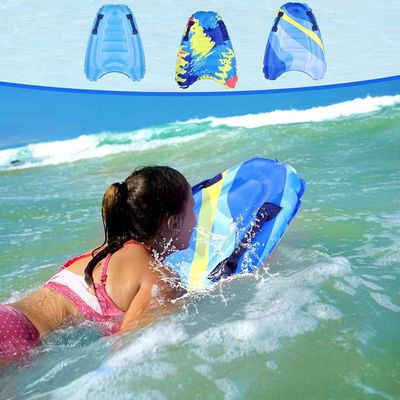 Inflatable Surf Body Board,Inflatable Surfboard Kickboard with Handles Foldable Swimming Pool Floating Pad for Both Adults Beginner and Childs Portable Boogie Boards (Sea-Coconut Tree)