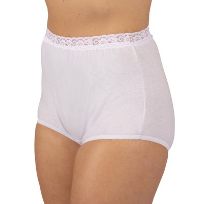 Dixie Belle Women's Panty Lace Trim Full Brief Cotton Underwear 3 Pack (US, Numeric, 11, Regular, Regular, White)
