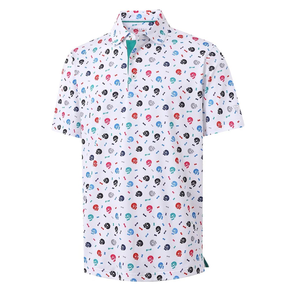 M MAELREG Mens Golf Shirt Short Sleeve Dry Fit Print Moisture Wicking Performance Patterns Collared Polo Shirt