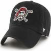 47 Brand MLB Cooperstown Primary Logo Clean Up Adjustable Baseball Cap Hat, Adult One Size Fits All - Pittsburgh Pirates Black view 1