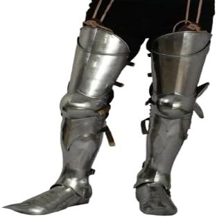 NineFit Basics LARP Medieval Knight Armor Leg Guard Sabaton Armor Cosplay Costume Silver, Standard