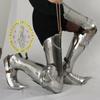 NineFit Basics LARP Medieval Knight Armor Leg Guard Sabaton Armor Cosplay Costume Silver, Standard view 2