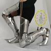 NineFit Basics LARP Medieval Knight Armor Leg Guard Sabaton Armor Cosplay Costume Silver, Standard view 3