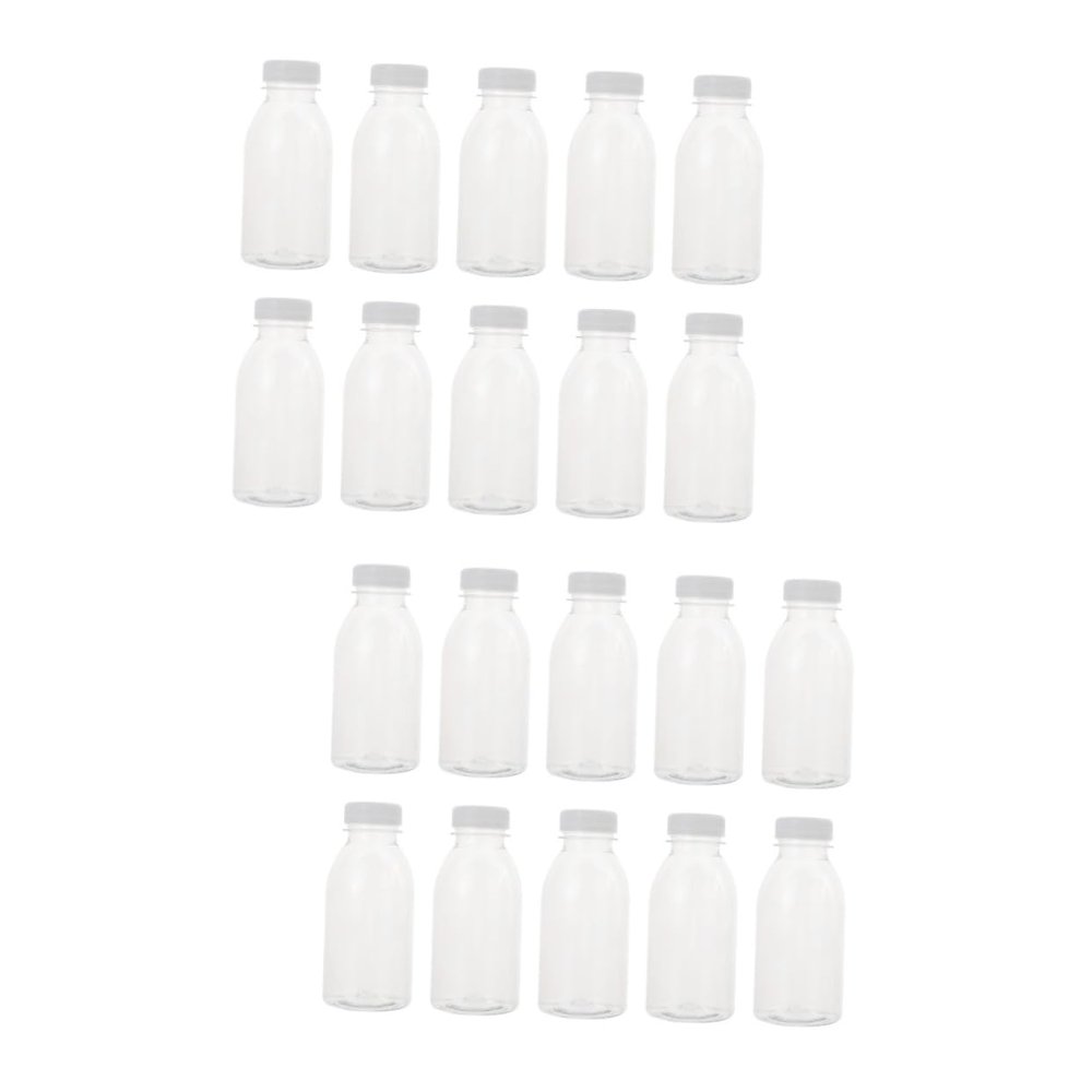 POPETPOP 20pcs Food-grade Beverage Storage Bottles for Juice and Reusable Airtight Lids for Home and Go Use