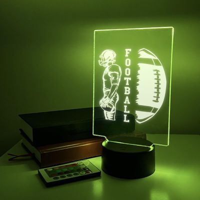 MIRROR MANIA Football Night Light Up Table Desk Lamp Boys Sports School Team Fan Player American Football Theme Design Room Dcor Birthday Gift Featuring LED 16 Colors Options - Made in America
