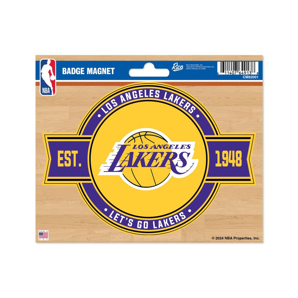 Rico Industries NBA Basketball Los Angeles Lakers Standard Badge Magnet - for Car, Fridge