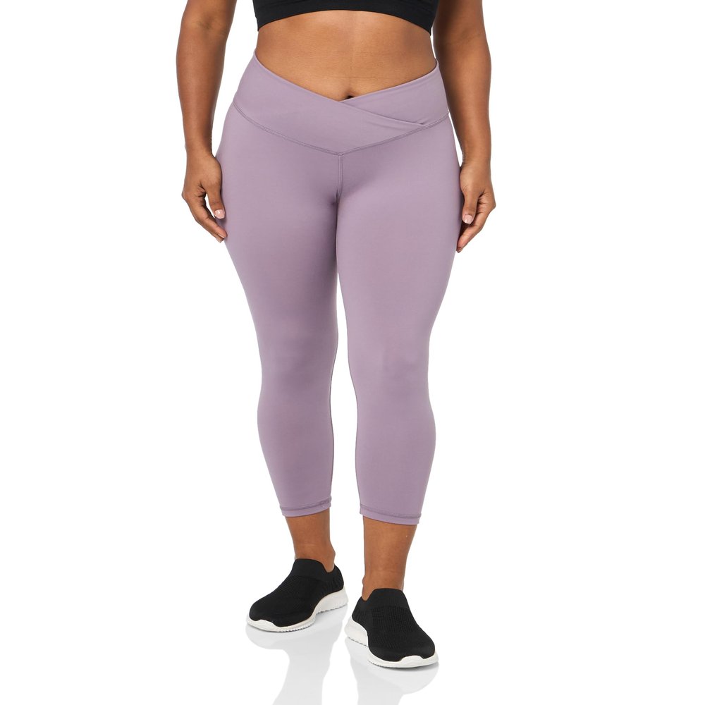 Danskin Women's Crossover Waist Crop Leggings, Purple Ash, X-Large