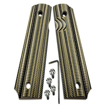 1911 G10 Grips Full Size Spiral Dotted Green Grip W/Screws 1911 Grips