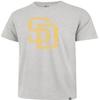 47 MLB Men's Gray Distressed Imprint Primary Logo Wordmark Short Sleeve Baseball T-Shirt - San Diego Padres Gray Medium view 1