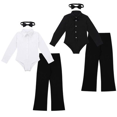 YiZYiF Kids Boys Classic Latin Dancewear Long Sleeve Dance Shirts and Pants for Modern Ballroom Salsa Tango Dancing 01 White 7-8 Yr