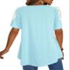 Afibi Womens Short Sleeve Cold Shoulder Summer Basic Tee Tops Shirts (Medium, Sky Blue) view 3