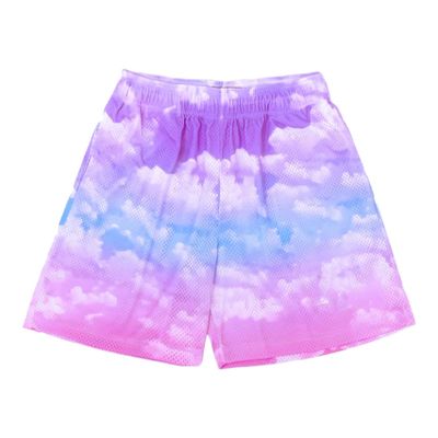 DIOTSR Men's Graphic Shorts Casual Streetwear Basketball Running Workout Shorts with Pockets Drawstring Waist (Cloud - Pink & Purple, X-Large)