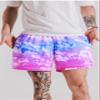 DIOTSR Men's Graphic Shorts Casual Streetwear Basketball Running Workout Shorts with Pockets Drawstring Waist (Cloud - Pink & Purple, X-Large) view 2