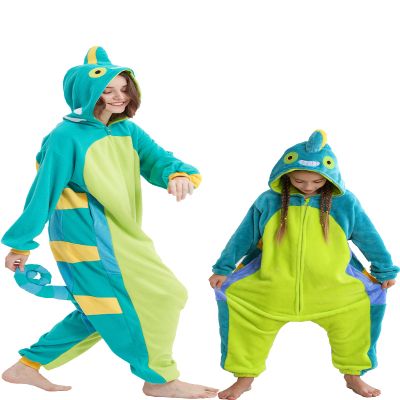 DarkCom Unisex Adult Animal Onesie,Cosplay Chameleon Onesie Halloween Costume Christmas Pajamas Sleepwear for Women and Men X-Large