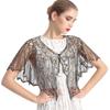 ZLTdream Shawls and Wraps for Evening Dresses 1920s Shawl Sequin Beaded Evening Cape Bolero Flapper Cover Up For Party Daily Black-Gold view 1