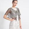 ZLTdream Shawls and Wraps for Evening Dresses 1920s Shawl Sequin Beaded Evening Cape Bolero Flapper Cover Up For Party Daily Black-Gold view 2