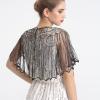ZLTdream Shawls and Wraps for Evening Dresses 1920s Shawl Sequin Beaded Evening Cape Bolero Flapper Cover Up For Party Daily Black-Gold view 3