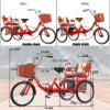 DONGSHAN Adult Tricycle Bike for Ladies Tricycle with Rear seat 20inch 3 Wheel Bicycle Larger Shopping Basket for The Elderly, Women, Men Maximum Load 440bls Unisex Trikes (1speed-red) view 3