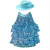 ACSUSS Sleeveless Jazz Dance Dress for Kids Girls Sequin Tap Latin Ballroom Dance Dress Performance Costume and Hat Sky Blue 12 Years view 1