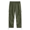 Uillui Mens Casual Elastic Waist Loose Cargo Pants Relaxed Fit Baggy Joggers Y2K Pockets Hiking Hip Hop Wide Leg Harem Pants Army Green view 4