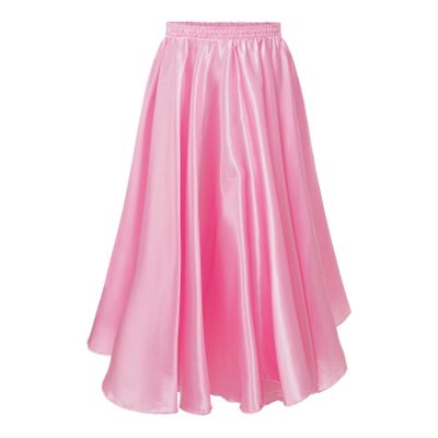 ACSUSS Kids Girls Ballroom Dance Skirt Satin Swing Latin Cha Cha Flamenco Dance Skirts Competition Costume Dancewear Pink 3-4 Years