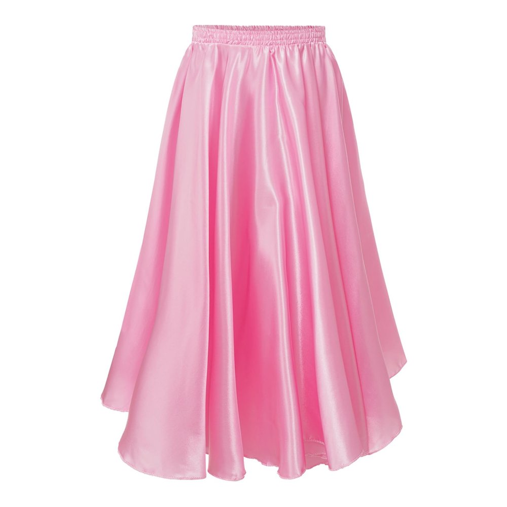 ACSUSS Kids Girls Ballroom Dance Skirt Satin Swing Latin Cha Cha Flamenco Dance Skirts Competition Costume Dancewear Pink 3-4 Years